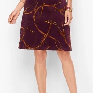 NWT Talbots Equestrian Horse Bit Corduroy‎ Skirt Purple Old Money Heritage 16